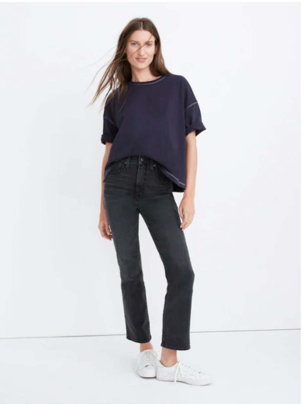 MADEWELL Slim Demi-Boot in Harlocke Black Gray Wash Denim Jean // 26